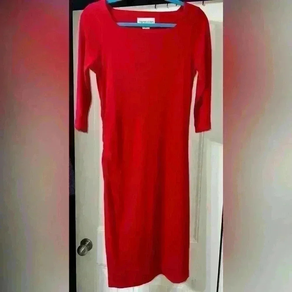 Bloomingdale's Mid-sleeve Red Dress, Size 6